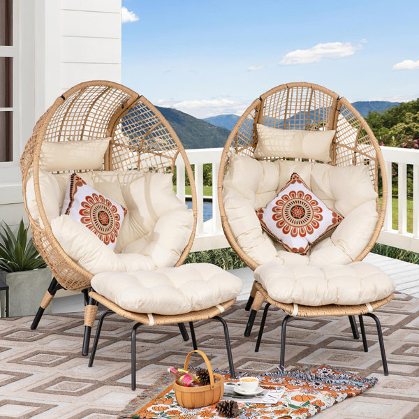 Bayou Breeze Outdoor Indoor 2 Person Egg Chair with Legs and Footrest